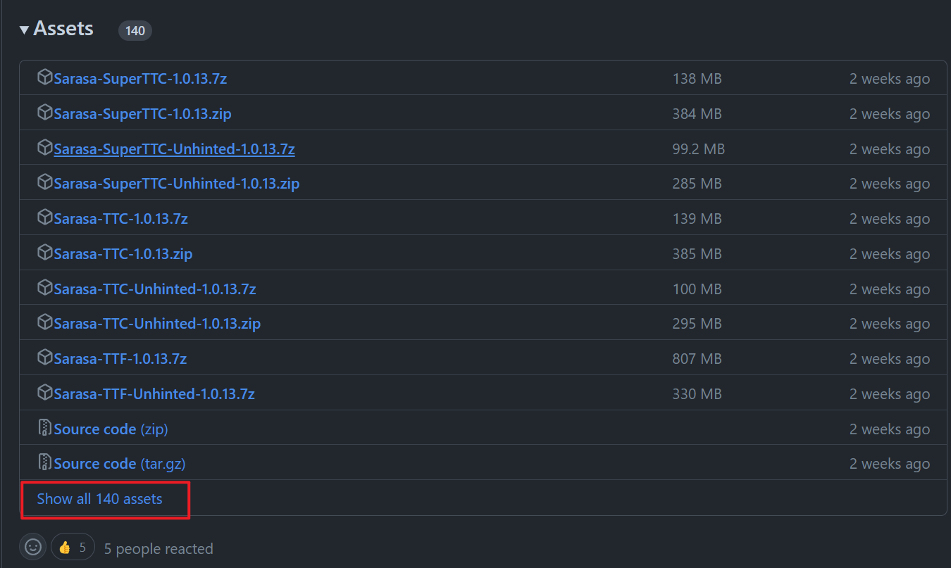 点击展示所有 assets